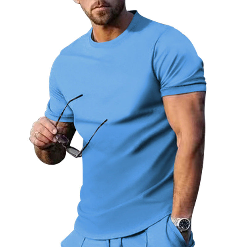 Herren Basic Rundhals-T-Shirt aus atmungsaktiver Baumwolle Aliams