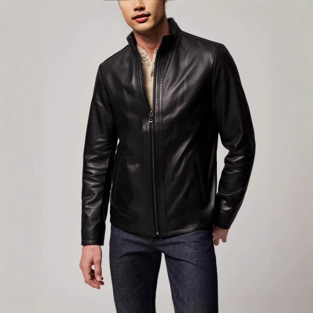 Herren elegante Lederjacke mit sportlichem Reißverschluss Aliams