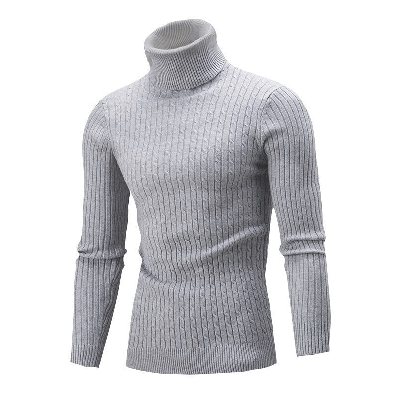 Herren Eleganter Strickpullover mit Stehkragen und feinem Zopfmuster Aliams