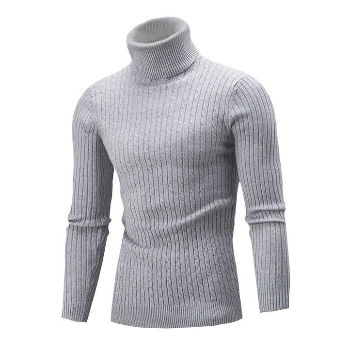 Herren Eleganter Strickpullover mit Stehkragen und feinem Zopfmuster Aliams