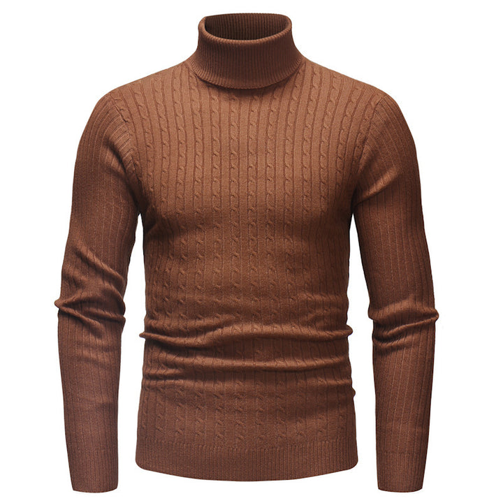 Herren Hochwertiger Rollkragenpullover mit strukturiertem Zopfmuster Aliams