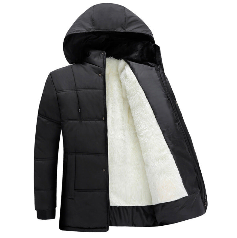 Herren gesteppte Winterjacke mit flauschigem Innenfutter und verstellbarem Kapuzenkragen Aliams