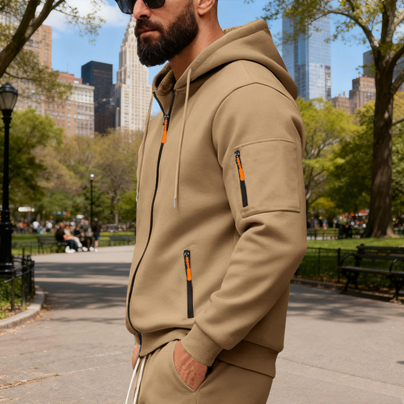 Herren Sportliche Zip-Hoodie mit innovativen Reißverschlusstaschen Aliams