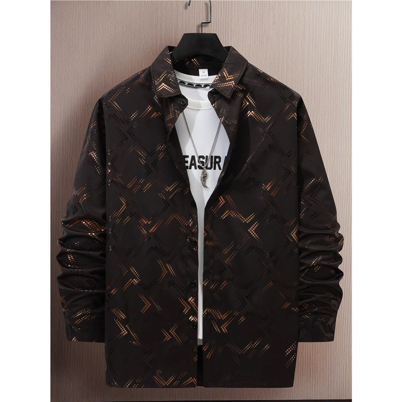 Herren elegantes Langarmhemd mit modernem Muster und atmungsaktiver Oberfläche Aliams