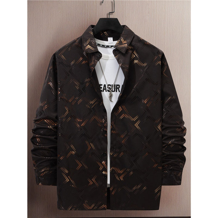 Herren elegantes Langarmhemd mit modernem Muster und atmungsaktiver Oberfläche Aliams