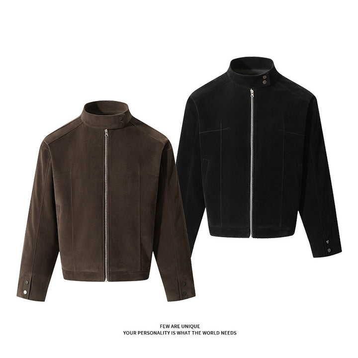 Herren Freizeitjacke aus weichem Kunstleder mit praktischem Kragen und Reißverschluss Aliams