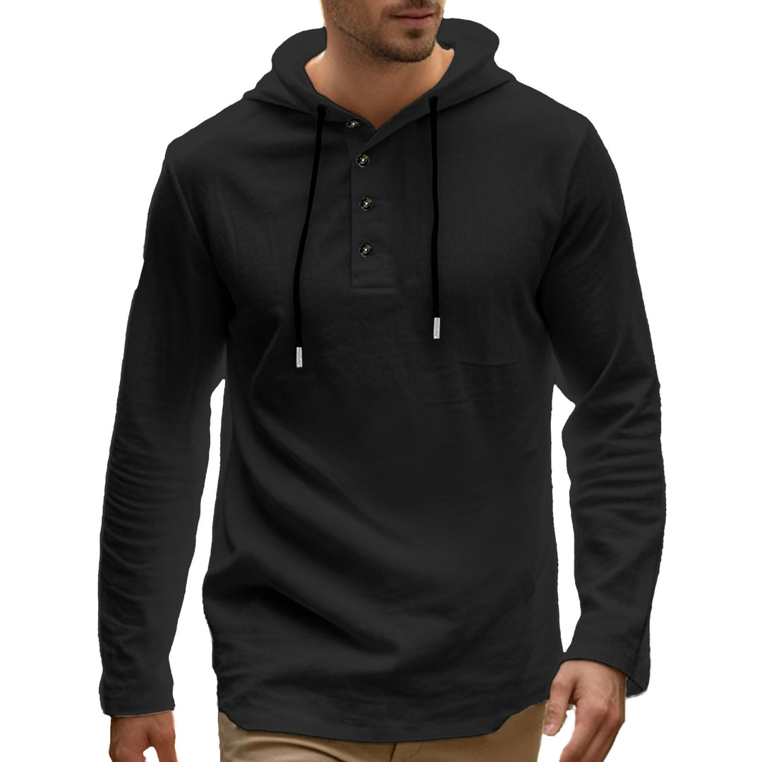 Herren Sport-Hoodie mit Knopfleiste und praktischem Kängurutaschen Aliams