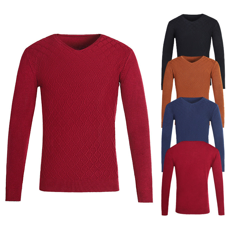 Herren V-Ausschnitt Pullover mit Strukturmuster Aliams