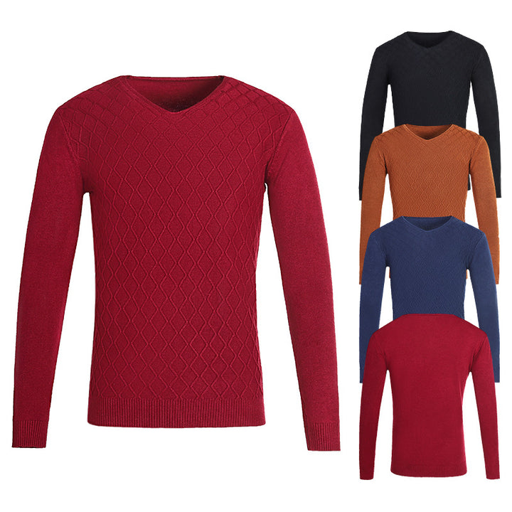 Herren V-Ausschnitt Pullover mit Strukturmuster Aliams