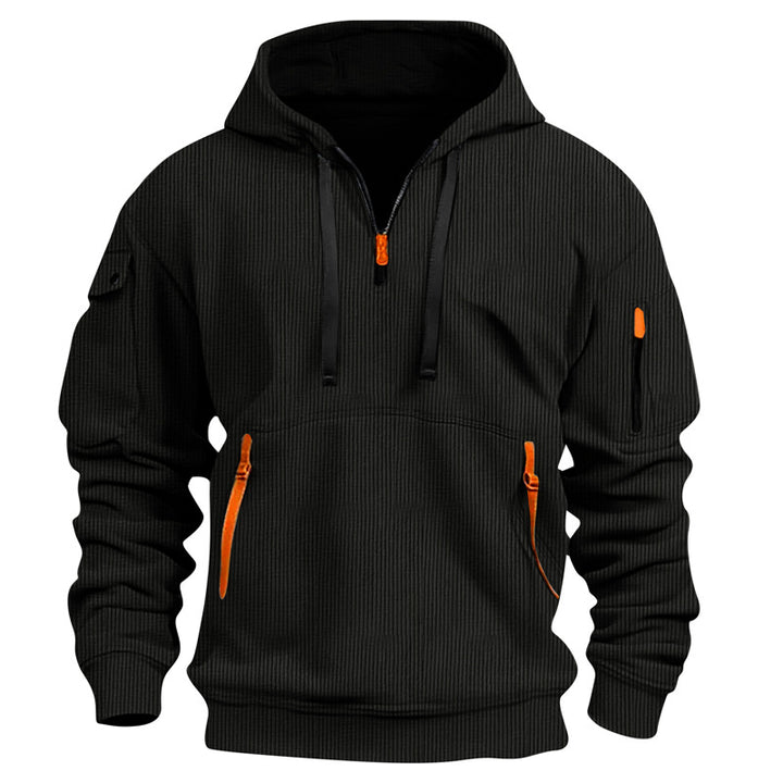 Herren Freizeit-Hoodie mit Kängurutasche und Zwei-Wege-Reißverschluss Aliams