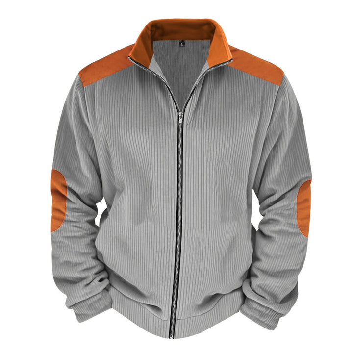 Herren Sportliche Zip-Jacke mit Rippenstruktur und Kontrastärmel Aliams