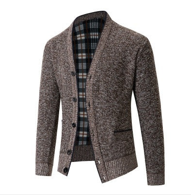Herren eleganter Strickcardigan mit Karomuster Aliams