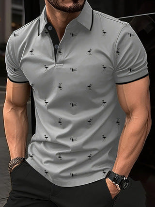 Herren Polohemd mit kurzem Arm und Muster Aliams