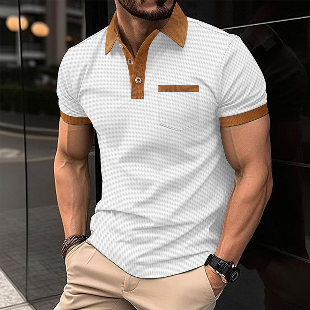 Herren Poloshirt mit modernem Kontrastkragen und funktionalem Brusttasche Aliams