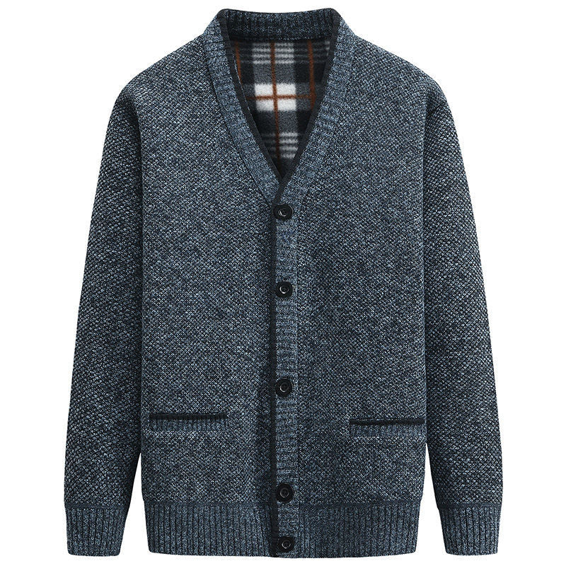 Herren stilvolle Strickjacke mit V-Ausschnitt und liebevollen Details Aliams