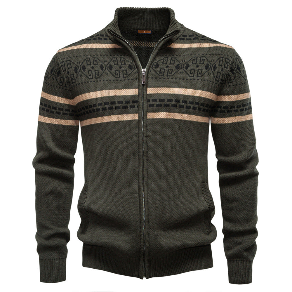 Herren Strickjacke mit modernem Zipper-Design und Muster Aliams