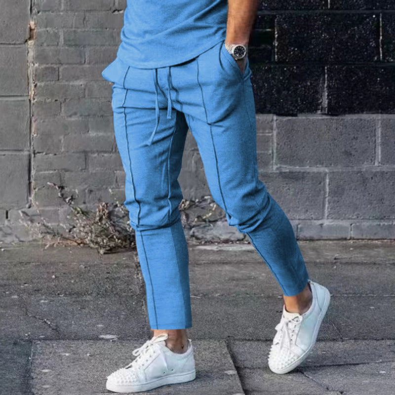 Herren stylische Freizeithose mit verstellbarem Kordelzug und seitlichen Eingrifftaschen Aliams