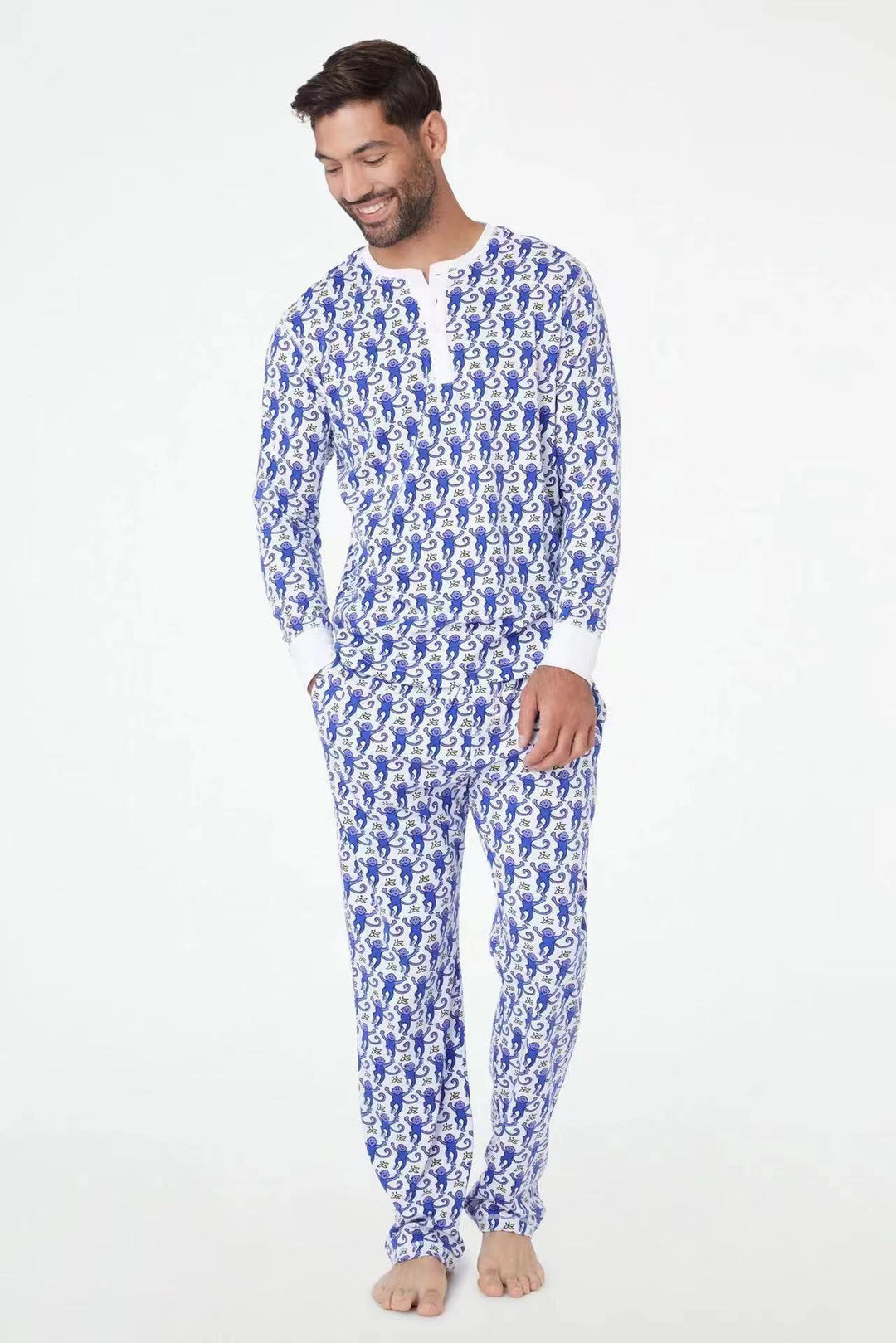 Herren Schlafanzug-Set mit frohem Muster und praktischen Taschen Aliams