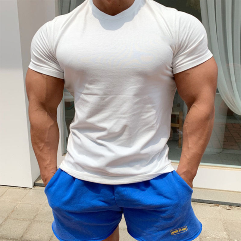 Herren körperbetontes Fitness-T-Shirt und kurze Sportshorts Set Aliams