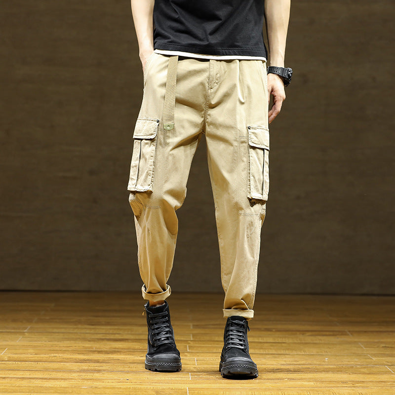 Herren Cargo-Hose mit verstellbarem Bund und funktionalen Taschen Aliams