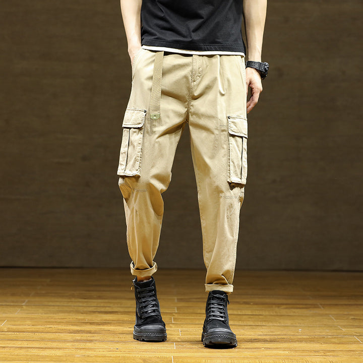 Herren Cargo-Hose mit verstellbarem Bund und funktionalen Taschen Aliams