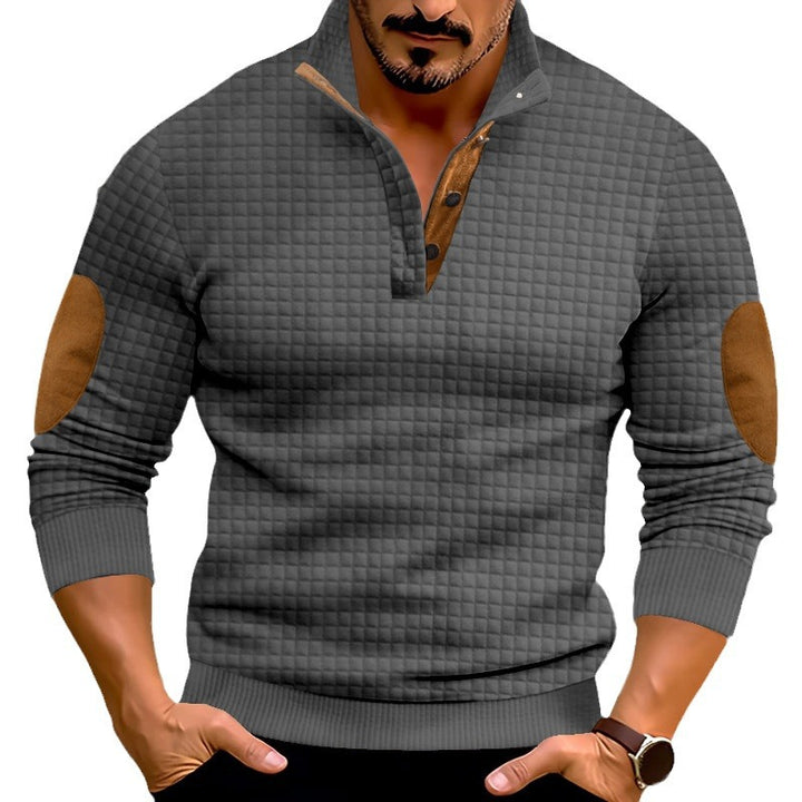 Herren Pullover mit Stehkragen und kontrastierenden Lederdetails Aliams