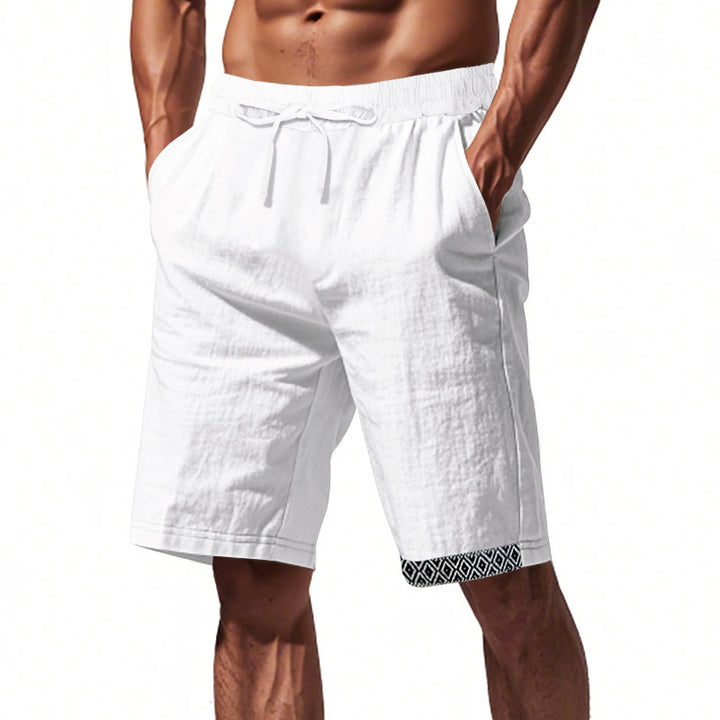 Herren lässige Strandshorts aus atmungsaktivem Leinenmix mit elastischem Bund und seitlichen Taschen Aliams