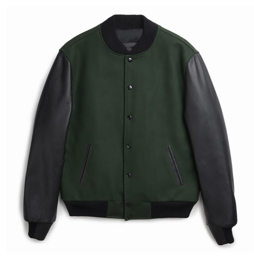 Herren stylische Collegejacke mit Lederärmeln Aliams