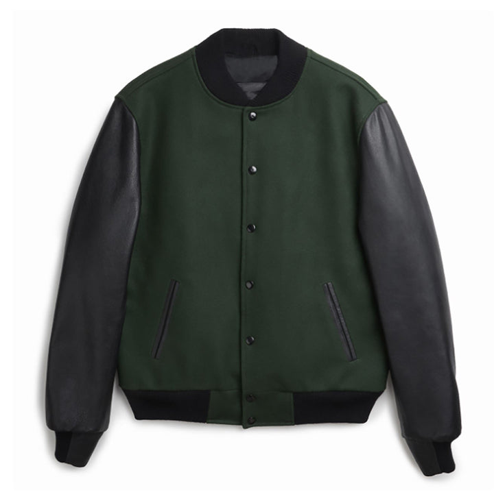 Herren stylische Collegejacke mit Lederärmeln Aliams