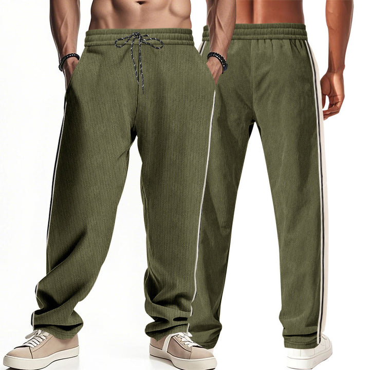 Herren Bequeme Freizeithose mit seitlichen Streifen und elastischem Bund Aliams