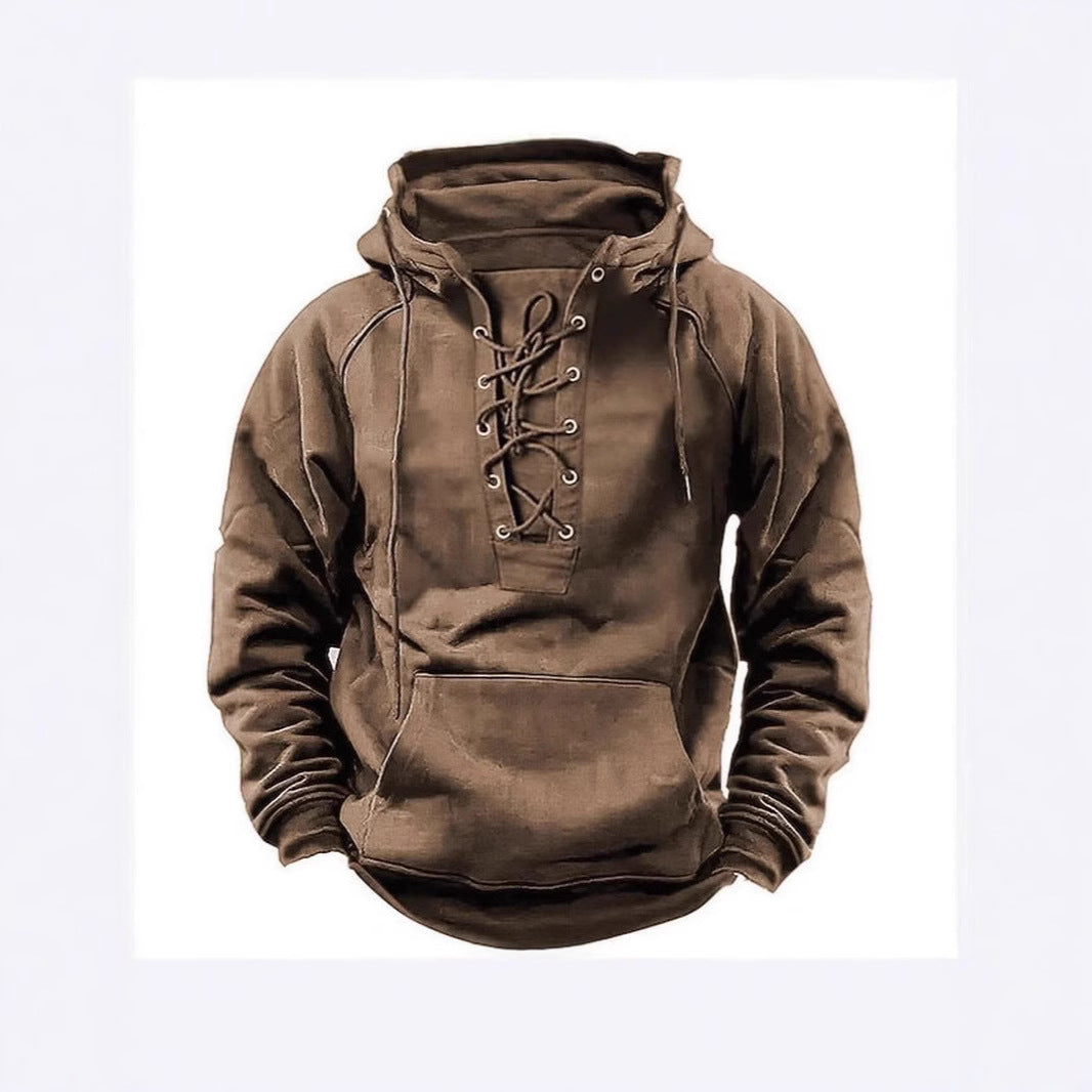 Herren Kapuzenpullover mit innovativem Schnürdesign und weichem Innenfutter Aliams