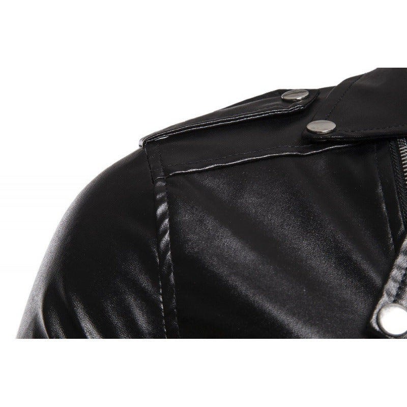 Herren Biker-Lederjacke mit asymmetrischem Reißverschluss und robusten Nähte Aliams