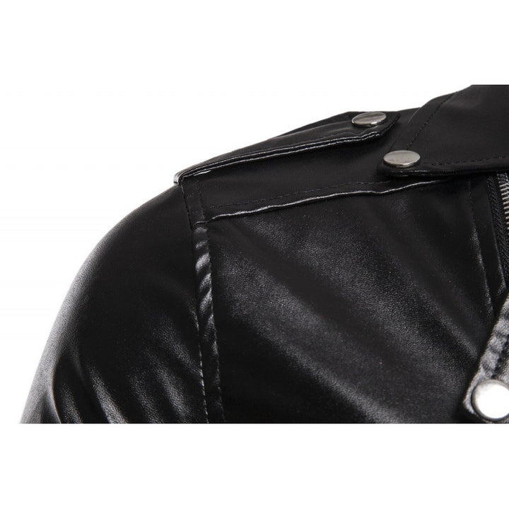 Herren Biker-Lederjacke mit asymmetrischem Reißverschluss und robusten Nähte Aliams