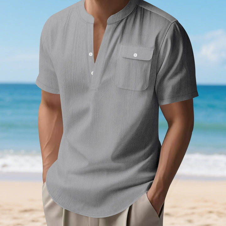 Herren Kurzarm-Hemd mit Knopfleiste und praktischer Brusttasche Aliams