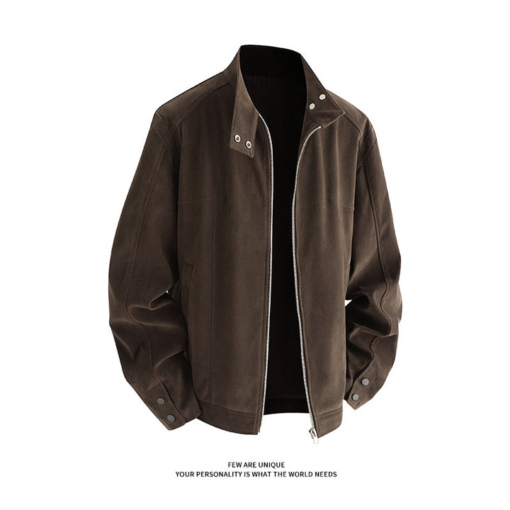 Herren Freizeitjacke aus weichem Kunstleder mit praktischem Kragen und Reißverschluss Aliams