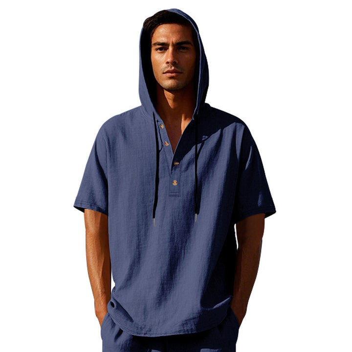 Herren Urbaner Kapuzenshirt mit Knopfleiste und atmungsaktivem Stoff Aliams