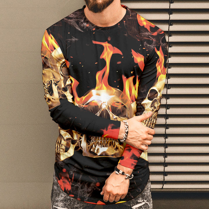 Herren Langarmshirt mit gruseligem Halloween-Motiv Aliams