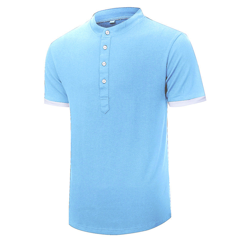 Herren Kurzarm-Henley-Shirt mit modernem Kragen und eleganter Knopfleiste Aliams