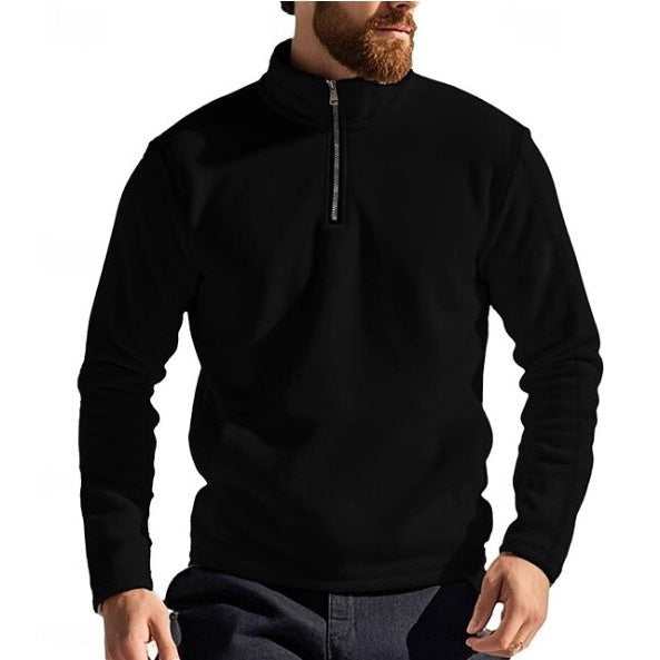 Herren Fleece Pullover mit hohem Kragen und durchgehendem Reißverschluss Aliams