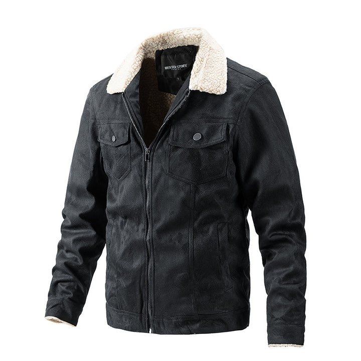 Herren Steppjacke im Biker-Stil mit warmem Teddykragen Aliams