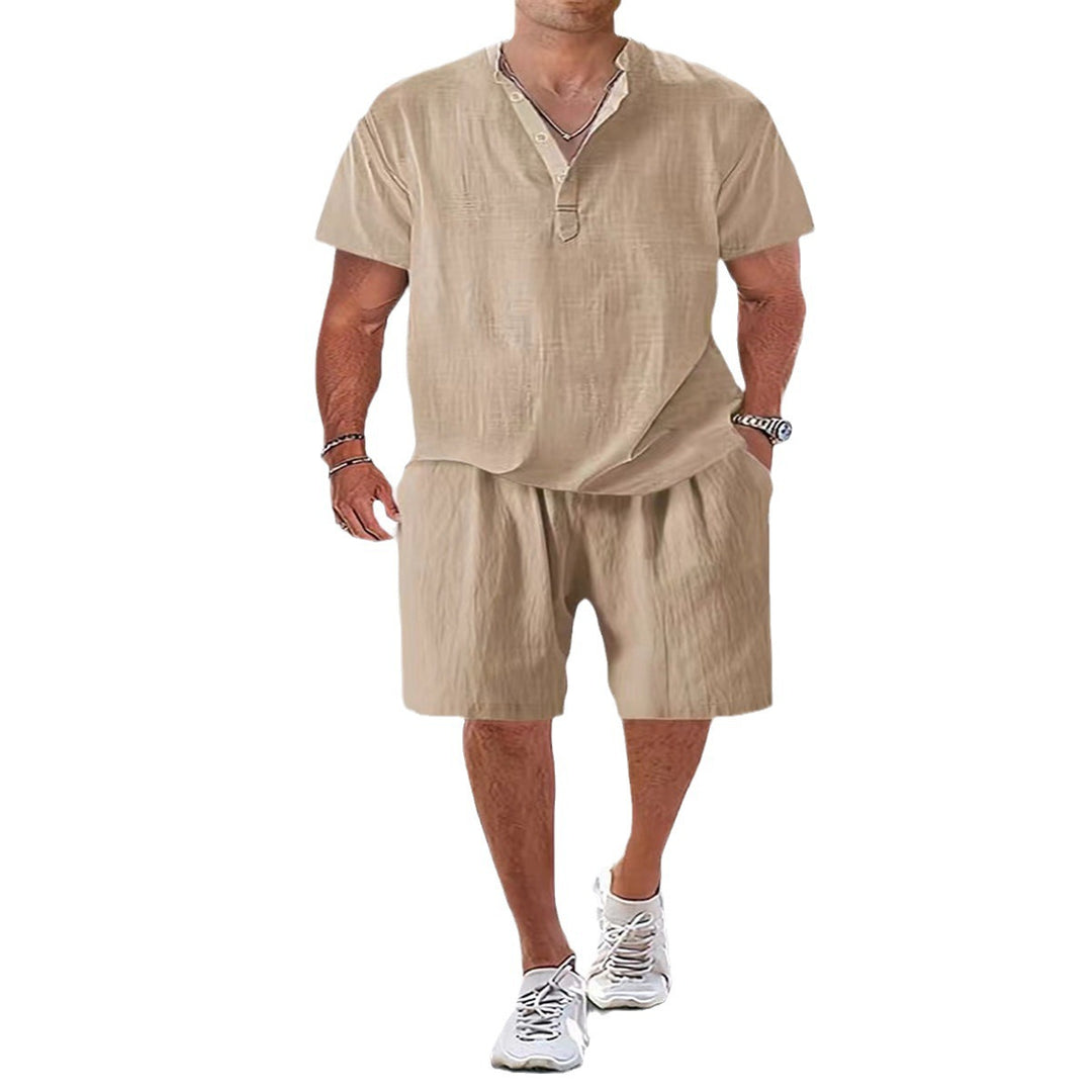 Herren Casual Relaxed Fit Leinen Set Aliams