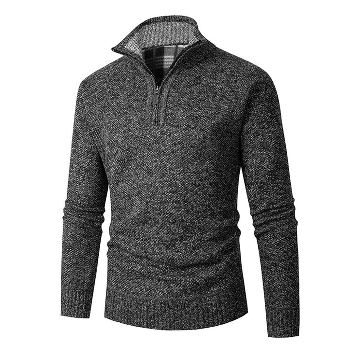 Herren Strickpullover mit hohem Kragen und Reißverschluss Aliams
