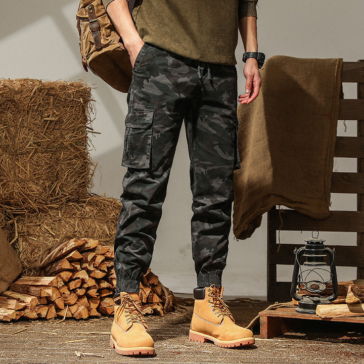 Herren Cargohose im modernen Camouflage-Design mit elastischem Bund und praktischen Taschen Aliams