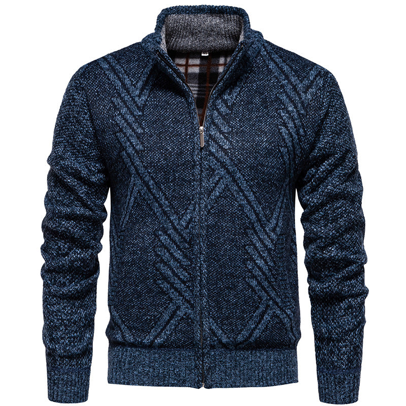 Herren sportliche Strickjacke mit modernem Zopfmuster Aliams