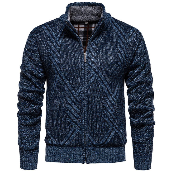Herren sportliche Strickjacke mit modernem Zopfmuster Aliams