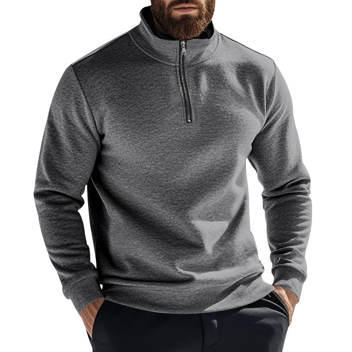 Herren Fleece-Pullover mit hohem Kragen und halbem Reißverschluss Aliams