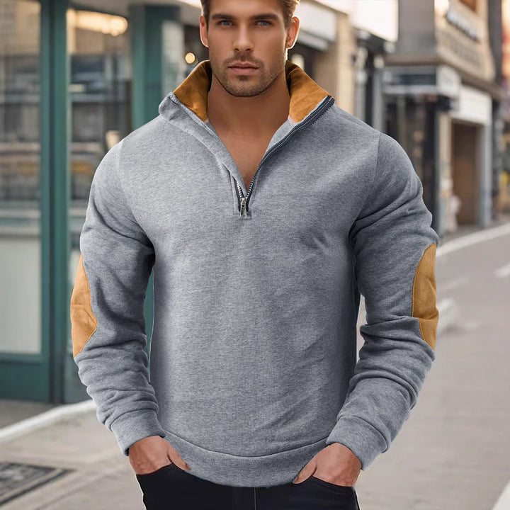 Herren Fleece-Pullover mit hohem Kragen und eleganten Akzenten Aliams