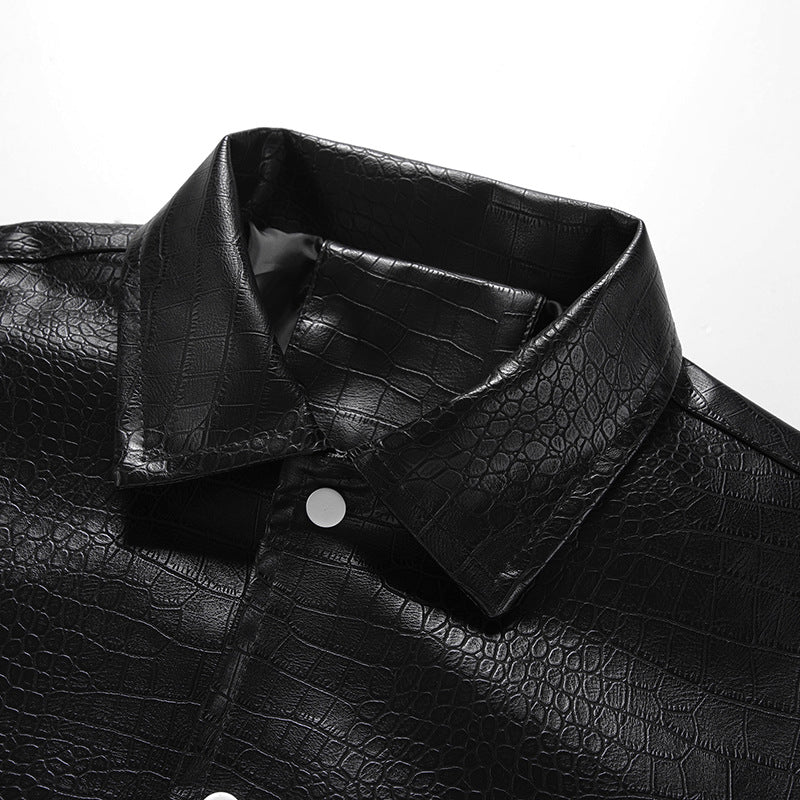 Herren kunstlederne Jacke im croco-Design Aliams