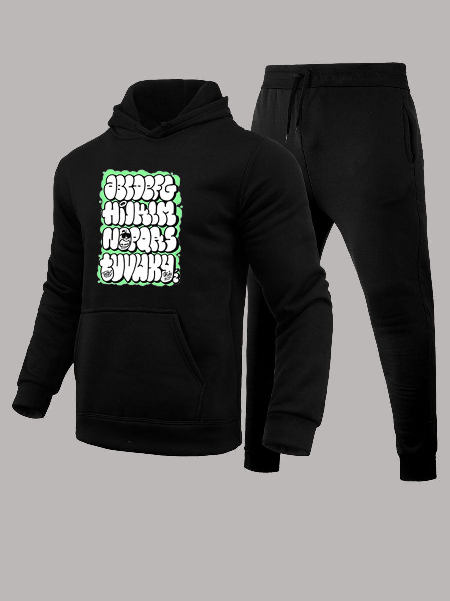 Herren Kapuzenpullover und Jogginghose Set mit auffälligem Grafiken Aliams