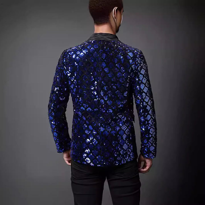 Herren eleganter Paillettenblazer mit satinierter Revers Aliams
